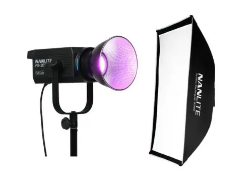 Foco LED Nanlite FS-300C RGBW con softbox 60x90cm