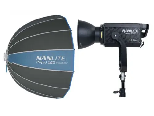 Foco LED bicolor Nanlite Forza 500B II 2700K-6500K con softbox parabólico 120cm