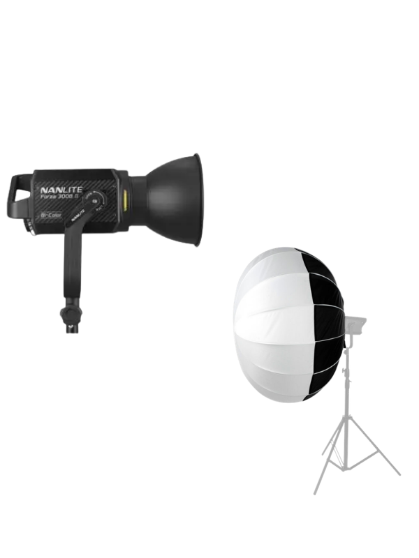 Foco LED Bicolor Nanlite Forza 300B II con Lantern softbox Nanlite 120 cm