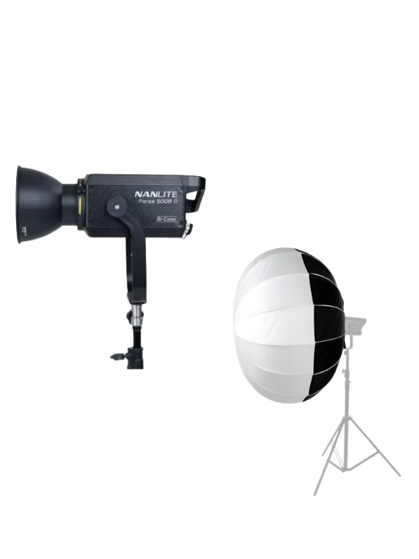 Foco LED bicolor Nanlite Forza 500B II con Lantern softbox Nanlite 120 cm