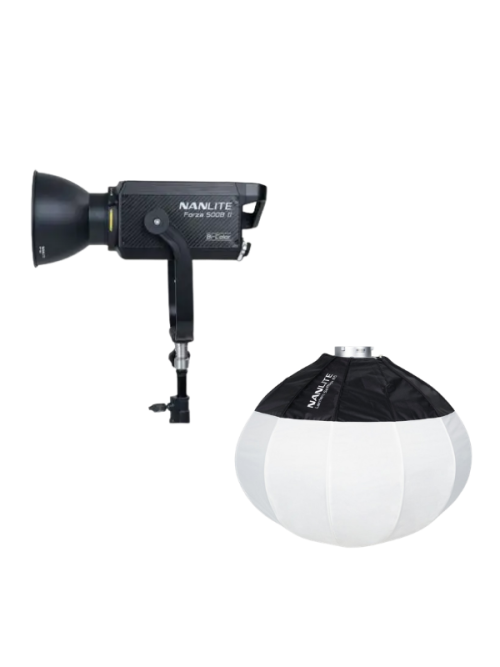 Foco LED bicolor Nanlite Forza 500B II con Lantern softbox Nanlite 65 cm