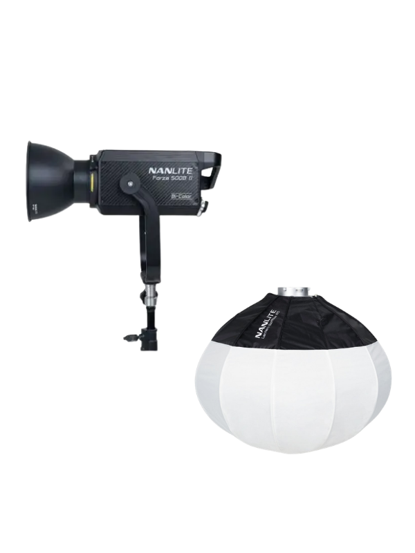 Foco LED bicolor Nanlite Forza 500B II con Lantern softbox Nanlite 65 cm