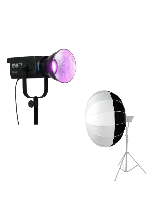 Foco LED Nanlite FS-300C RGBW con Lantern softbox Nanlite 120 cm