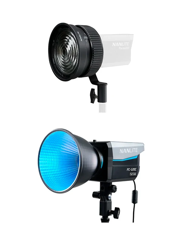 Foco LED Nanlite FC-120C RGBWW + Lente Fresnel Nanlite FL-11