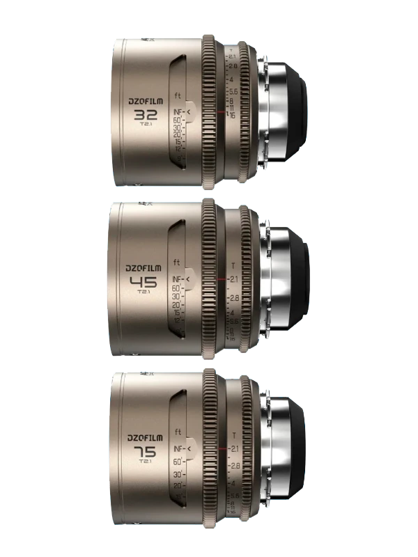 Kit 3 Objetivos DZOFILM Arcana 32/45/75mm T2.1 FF 1.5X Hybrid Anamorphic PL